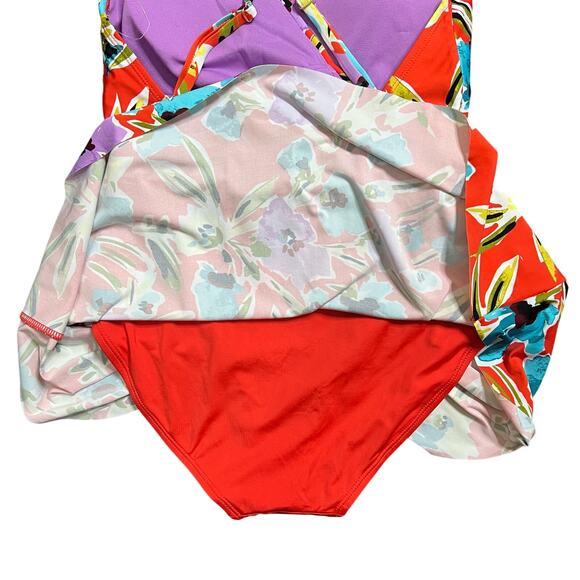 Anne Cole One Piece Swimsuit 6 Abstract Floral Swim Beach Cruise Resort NEW Red - Picture 4 of 7